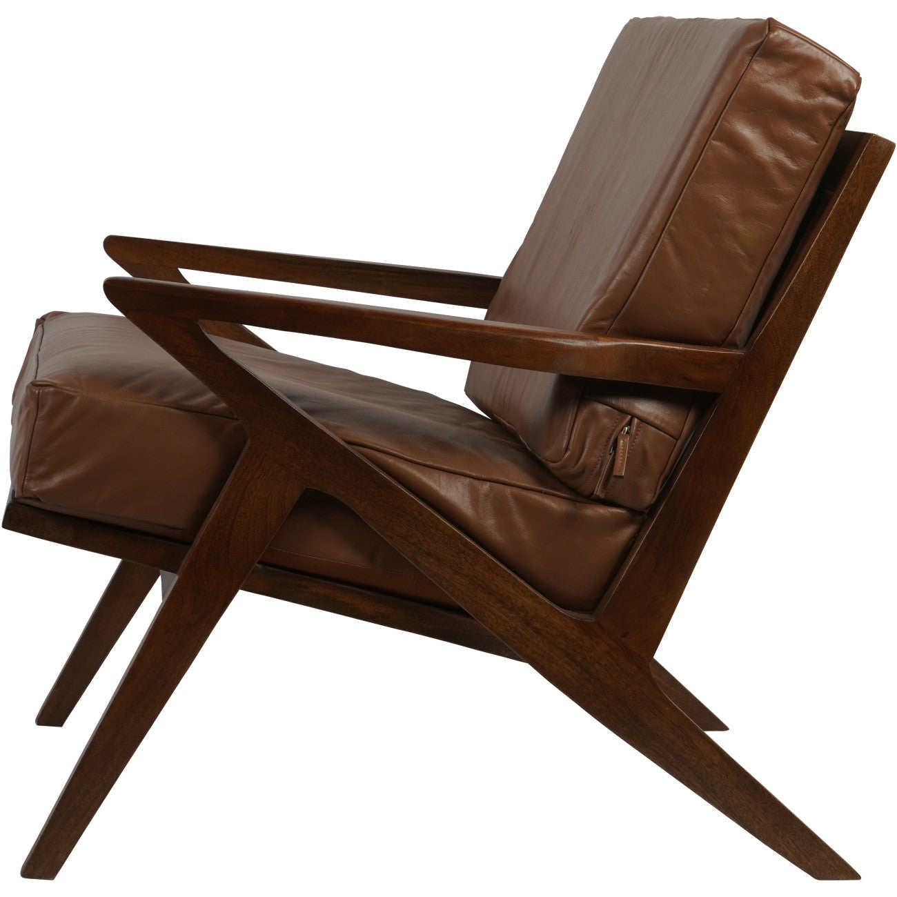Atherton Brown Leather & Mango Wood Armchair